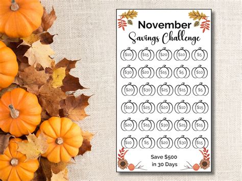 Fall Savings Challenge Printable Bundle Money Challenge Autumn