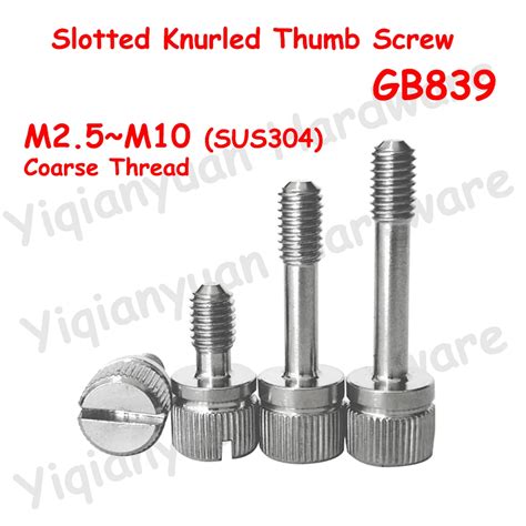 Gb839 Sus304 Stainless Steel Slotted Knurled Thumb Screws With Waisted