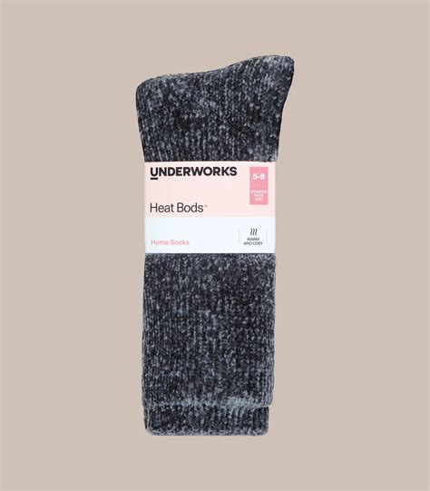 Womens 1 Pack Heat Bods Double Layer Chenille Home Socks Underworks