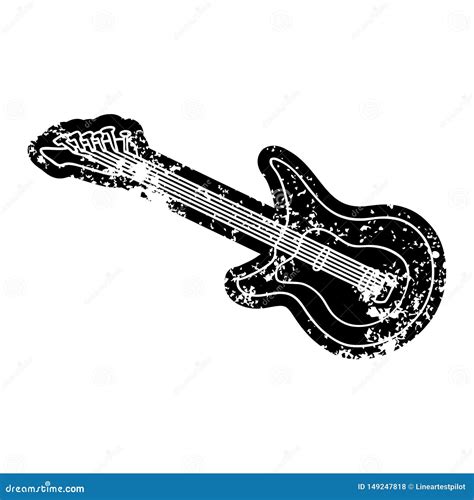 Grungesymbolsteckning Av En Gitarr Vektor Illustrationer Illustration