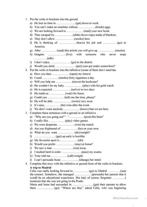 gerunds and infinintives - English ESL Worksheets for distance learning