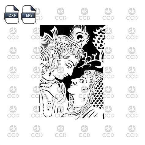 Radha Krishna Indian God Wall Decor Laser Cutting Dxf Etsy