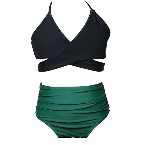 Vedolay Teen Girls Swimsuit Set Girls Bathing Suit Color Block Cutout Bikini Top Two Piece Girls