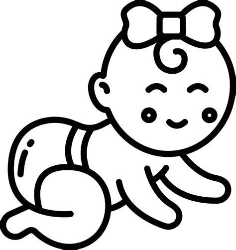 Baby crawling outline illustration 45615945 Vector Art at Vecteezy