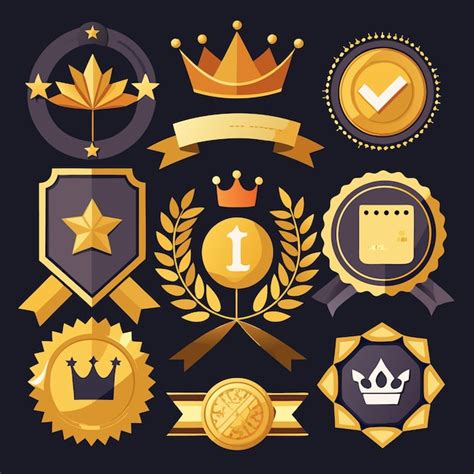 Luxury Gold Vip And Premium Badge Collection For Exclusive Membership