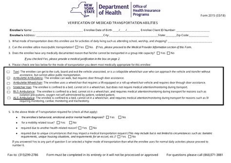 Medicaid Transportation Form Printable Forms Free Online