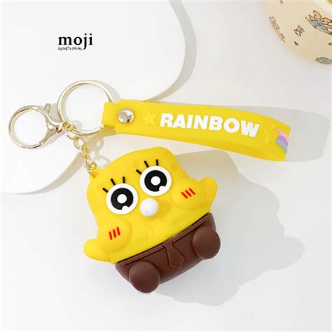Móc Khóa Bóp Bóp Silicone Spongebob Patrick Star Blow Bubble Rainbow Có