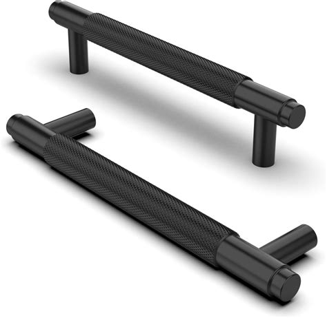 Furniware Pack Of Cabinet Handles Black Knurled Cabinet Pulls