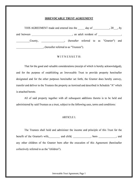 Trust Agreement Document Fill And Sign Printable Template Online Us Legal Forms