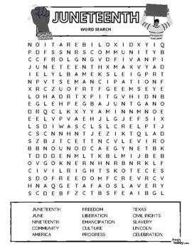 Printable Juneteenth Word Search Worksheets Library