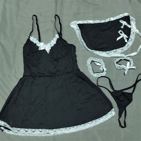 YFGSC Sexy Lingerie Lace Hot Night Wear Stretchable Thong Maid Cosplay Set Costume