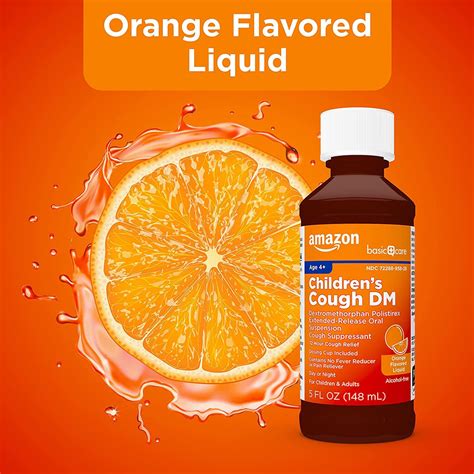 Amazon Basic Care Childrens Cough Suppressant Dm Orange Flavor