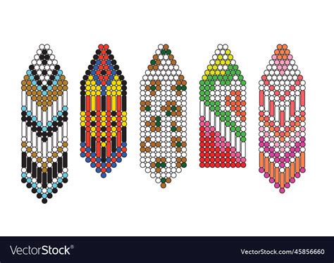 Beaded Earrings Design Template Jewelry Royalty Free Vector