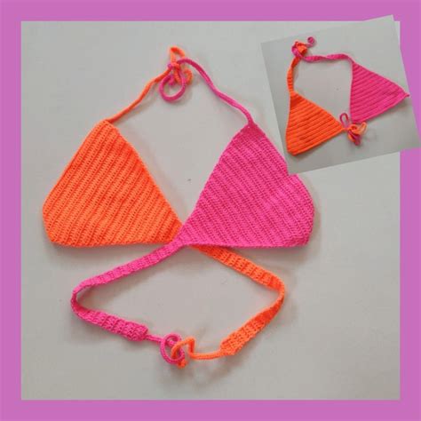 Crochet Halterneck Bikini Crop Festival Top Swimwear For Etsy