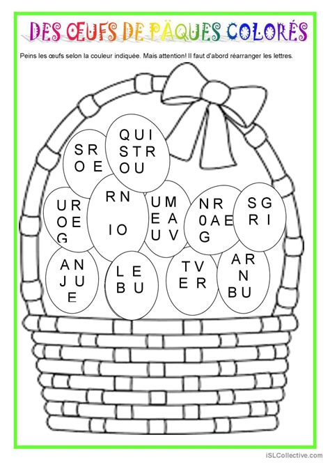 Pâques Des œufs Colorés Français Fle Fiches Pedagogiques Pdf And Doc