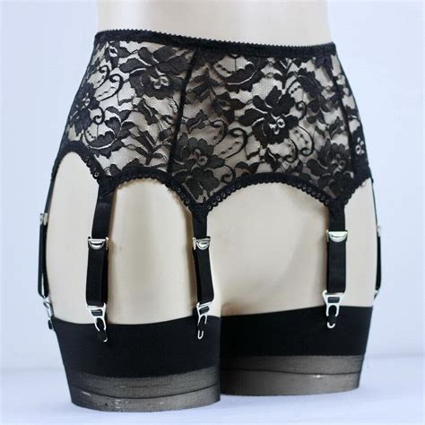 Luxallacki Hollow Lace Floral Garter Belt With 6 Straps Metal Clasp Lingerie EBay