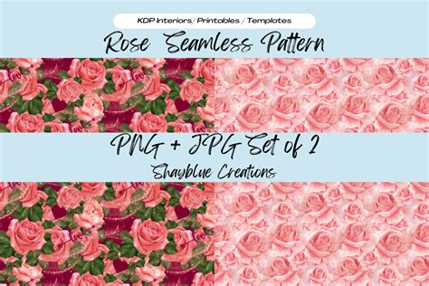 Rose Seamless Pattern Background Set Graphic By Blue Creations