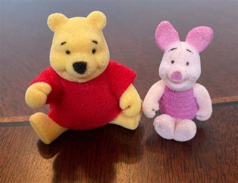 Winnie The Pooh Bear And Piglet Flocked Figures Toys 2 Inches 4608345131