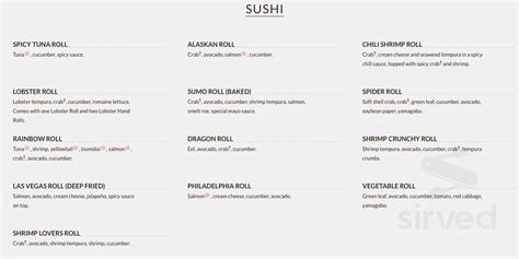 Benihana Menu In Stuart Florida Usa