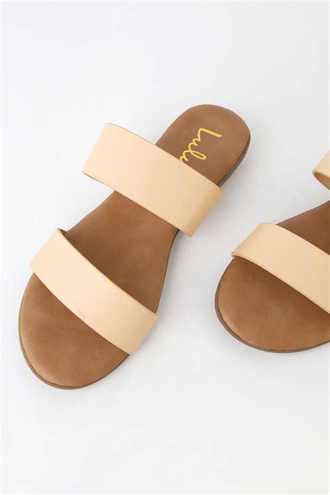 Cute Blush Slide Sandals Vegan Leather Slide Sandals Lulus