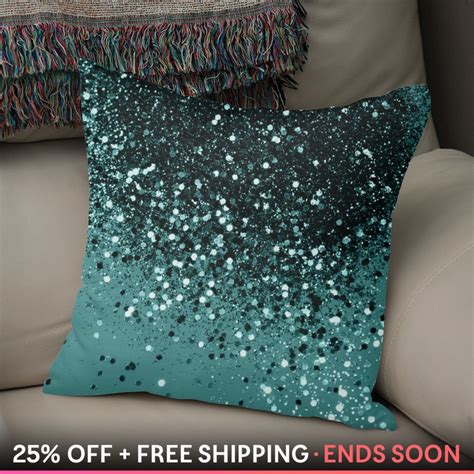 «teal Mermaid Ocean Glitter 3 Shiny Decor Art Throw Pillow By