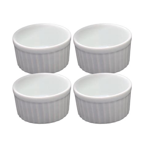 Kit Ramekin Grande Ml Ramequim Molheira Porcelana Branca Canelado