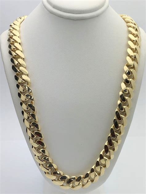 K Yellow Gold Solid Heavy Miami Cuban Link Chain Necklace Mm