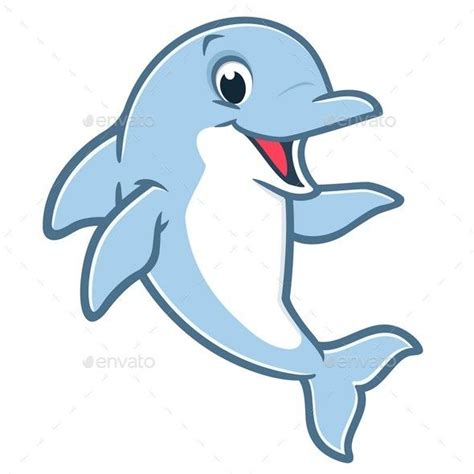 Cartoon Dolphin Vector illustration of a cute happy dolphin for design ...