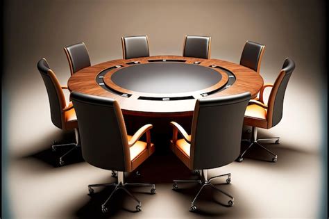 Premium Photo Round Conference Table With Armchairs In Comfortable