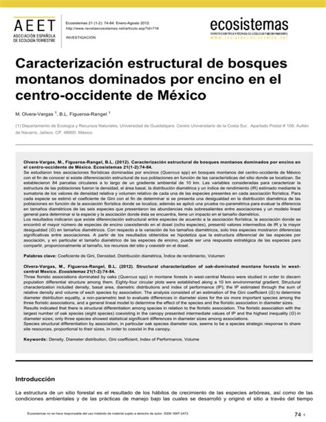 Caracterizaci N Estructural De Bosques Montanos Dominados Por