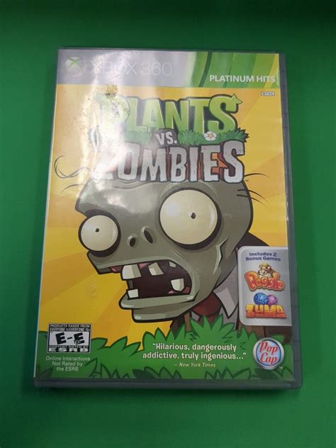 Plants Vs Zombies Microsoft Xbox 360 2010 Platinum Hits