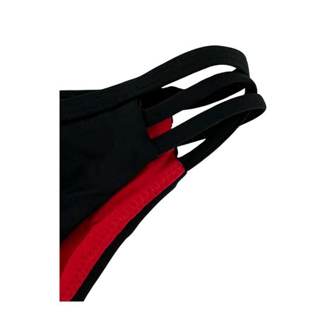 Aqua Blu Womens Black Red Cross Over Bikini Bottoms Size Canadawide Liquidations