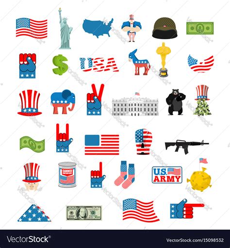 American Icon Set National Sign Of America Usa Vector Image