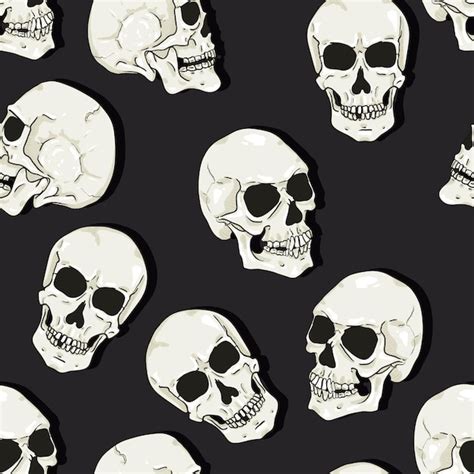 Premium Vector Vector Seamless Pattern Of Cartoon Skulls