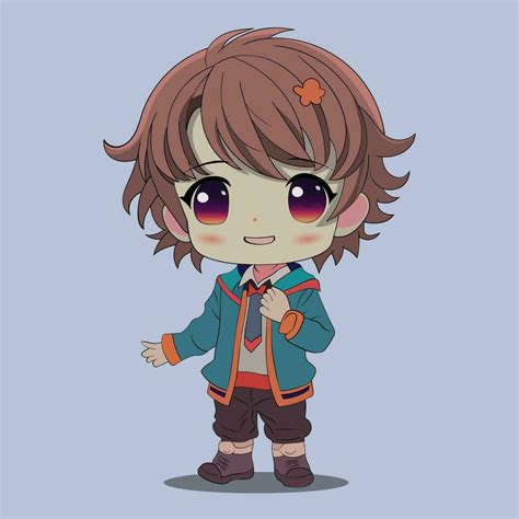 Cute chibi boy, anime character, brown hair in school clothes 26761553 ...