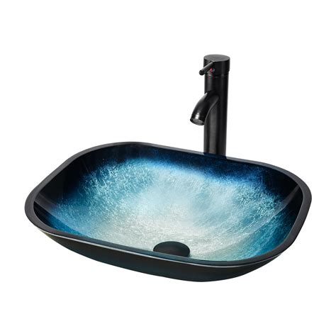 Elecwish Artistic Vessel Sink Bathroom Tempered Glass Vanity Bowl With