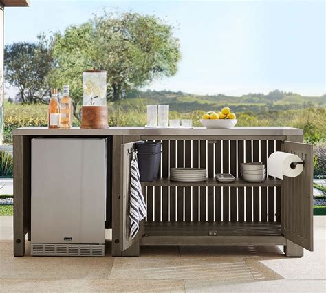 Abbott Outdoor Fsc® Acacia Kitchen Convertable Refrigerator And Double