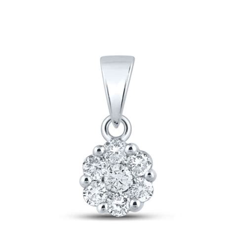 14kt White Gold Womens Round Diamond Flower Cluster Pendant 3 4 Cttw Ebay