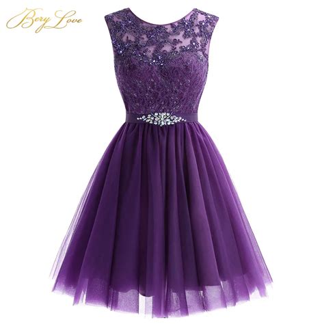 Cute Short Purple Homecoming Dress 2019 Mini Beaded Lace Homecoming ...