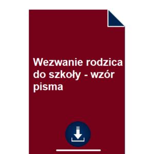 Wezwanie Rodzica Do Szko Y Wz R Pisma Pobierz