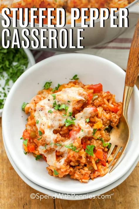 Stuffed Pepper Casserole One Pot Meal Spend With Pennies