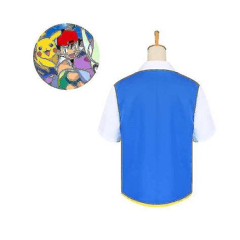 Ash Ketchum Poke B Rn Cosplay Kostume Bl Jakke Handsker Hat Ash