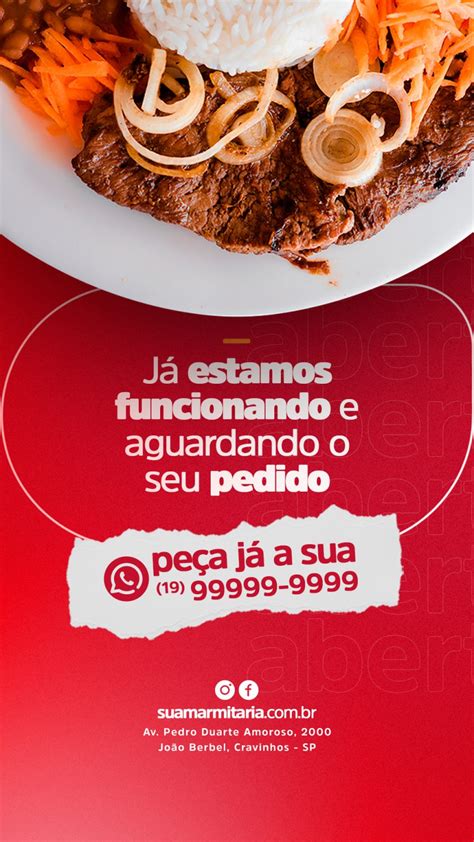 Story Já estamos funcionando e aguardando o seu pedido Restaurante