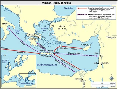 A Map Of Important Minoan Trade Routes Throughout The Eastern And