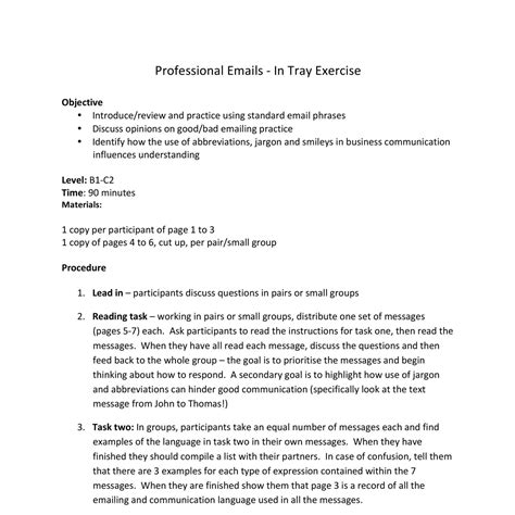 In Tray Exercise Example In Tray Exercise With