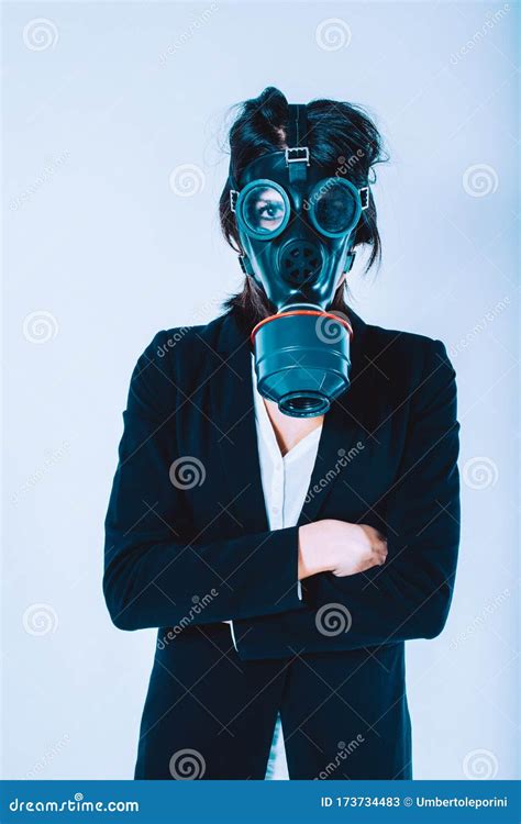 Fear Concept Of Risk Of Contamination Naked Man With Gas Mask Stock Image CartoonDealer