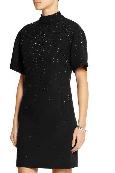 Christopher Kane Swarovski Crystal Embellished Wool Crepe Mini Dress