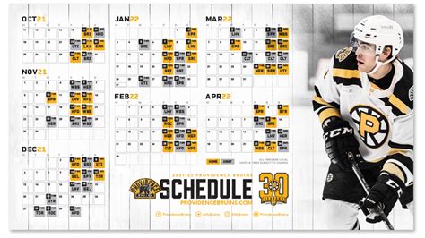 Bruins Printable Schedule