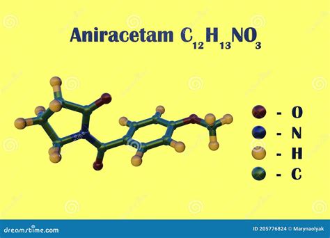 Aniracetam Molecular Structure, 3d Model Molecule, Memodrin Medication ...
