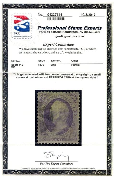 Us Scott Used F Vf W Pse Cert Scv Flaws Gp